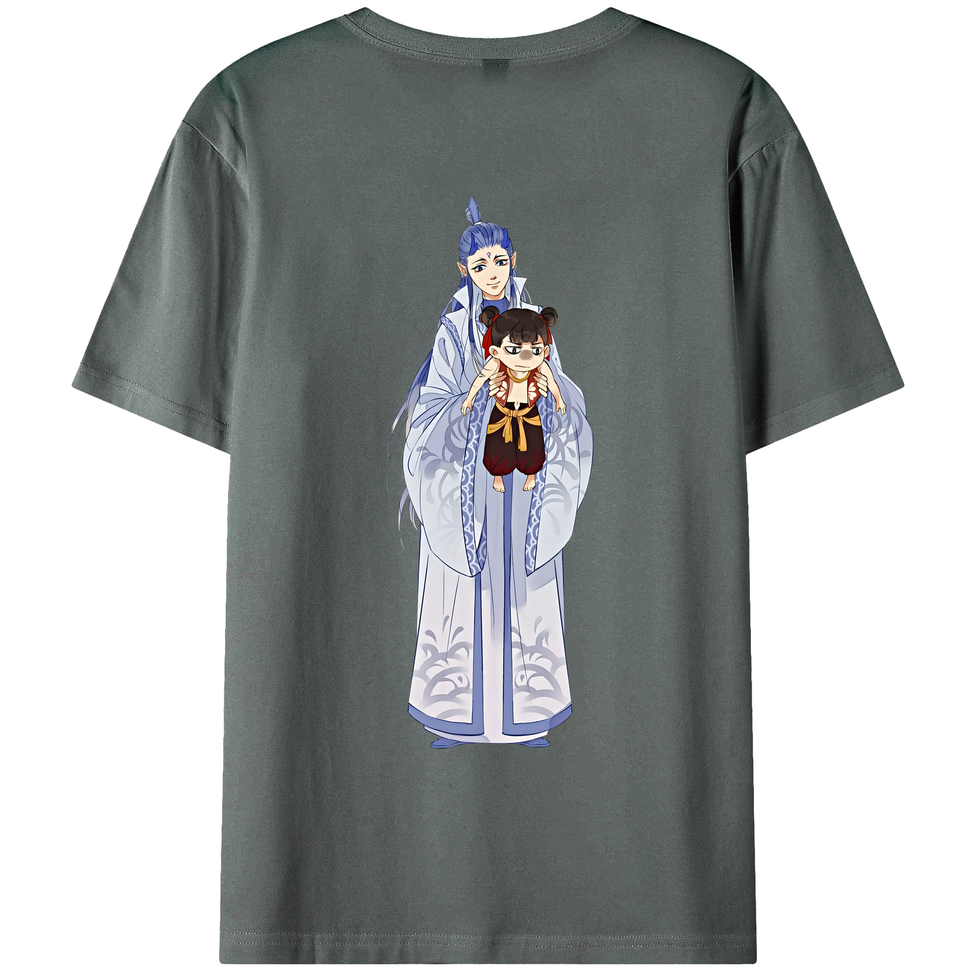 （画像用） Ne Zha 2 ナタ 魔童の大暴れ 綿100％ メンズ半袖Tシャツ（バックプリント） 通気性